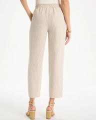 Chico's | Linen Straight Tapered Ankle Pants/ Oatmeal
