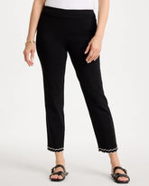 Chico's | Contrast Scallop Brigitte™ Slim Crop Pant/ Black