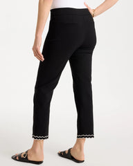 Chico's | Contrast Scallop Brigitte™ Slim Crop Pant/ Black