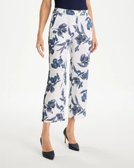 Chico's | Piped Linen Fly Front Pants/ Passport Blue