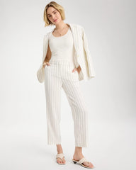 Chico's | Striped Linen Wide-Leg Ankle Pants/ Ecru