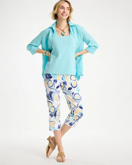 Chico's | Brigitte™ Slim Handpainted Pull-On Capri/ Passport Blue