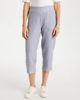 Chico's | Zenergy® Striped Gauze Cropped Pants/ Blue