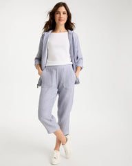 Chico's | Zenergy® Striped Gauze Cropped Pants/ Blue