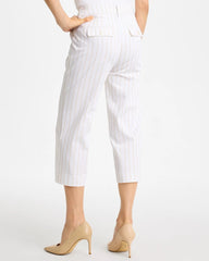 Chico's | Sandstone Striped Emme Sateen Straight Capri Pants/ Alabaster