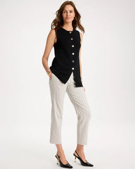 Chico's | Striped Straight Crop Pant/ Black