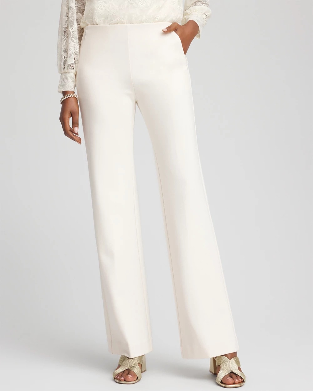 Chico's | Juliet Wide Full Length Pant/ English Cream