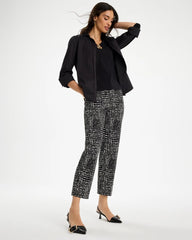 Chico's | Emme Fly Front Straight Printed Crop Pants/ Black