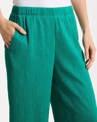 Chico's | Petite Travelers™ Crinkle Textured Crop Pants/ Topanga Green