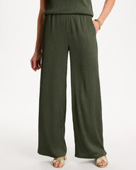 Chico's | Petite Travelers™ Crinkle Textured Pants/ Kelp Forest
