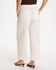 Chico's | Pinstriped Linen-Cotton Crop Pant/ Natural