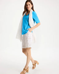 Chico's | Poplin Cotton Roll-Tab Shorts/ Alabaster