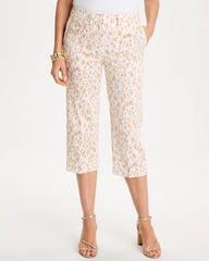 Chico's | Animal Print Emme Sateen Straight Capri Pants/ Mocha Mousse
