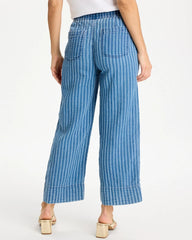 Chico's | Gauze Striped Wide Crop Jean/ Blue Stripe