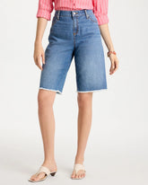 Chico's | Boyfriend Frayed Jean Shorts/ Aquaria Indigo