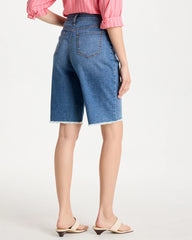 Chico's | Boyfriend Frayed Jean Shorts/ Aquaria Indigo