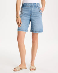 Chico's | Pull-On Scallop Button Jean Shorts/ Blue Jay Indigo