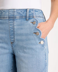 Chico's | Pull-On Scallop Button Jean Shorts/ Blue Jay Indigo