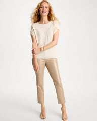 Chico's | Girlfriend Slim Coated Crop Jeans/ Gold Foil Coated