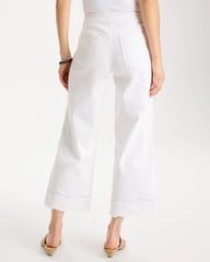 Chico's | Pull-On Wide-Leg White Crop Jeans/ Alabaster