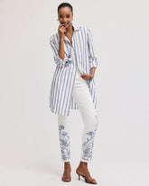 Chico's | Embroidered Girlfriend Slim Ankle Jeans/ Alabaster