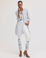 Chico's | Embroidered Girlfriend Slim Ankle Jeans/ Alabaster
