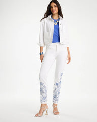 Chico's | Embroidered Girlfriend Slim Ankle Jeans/ Alabaster