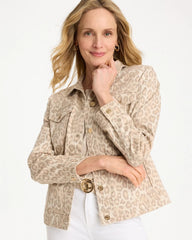 Chico's | Denim Leopard Print Jacket/ Classic Animal