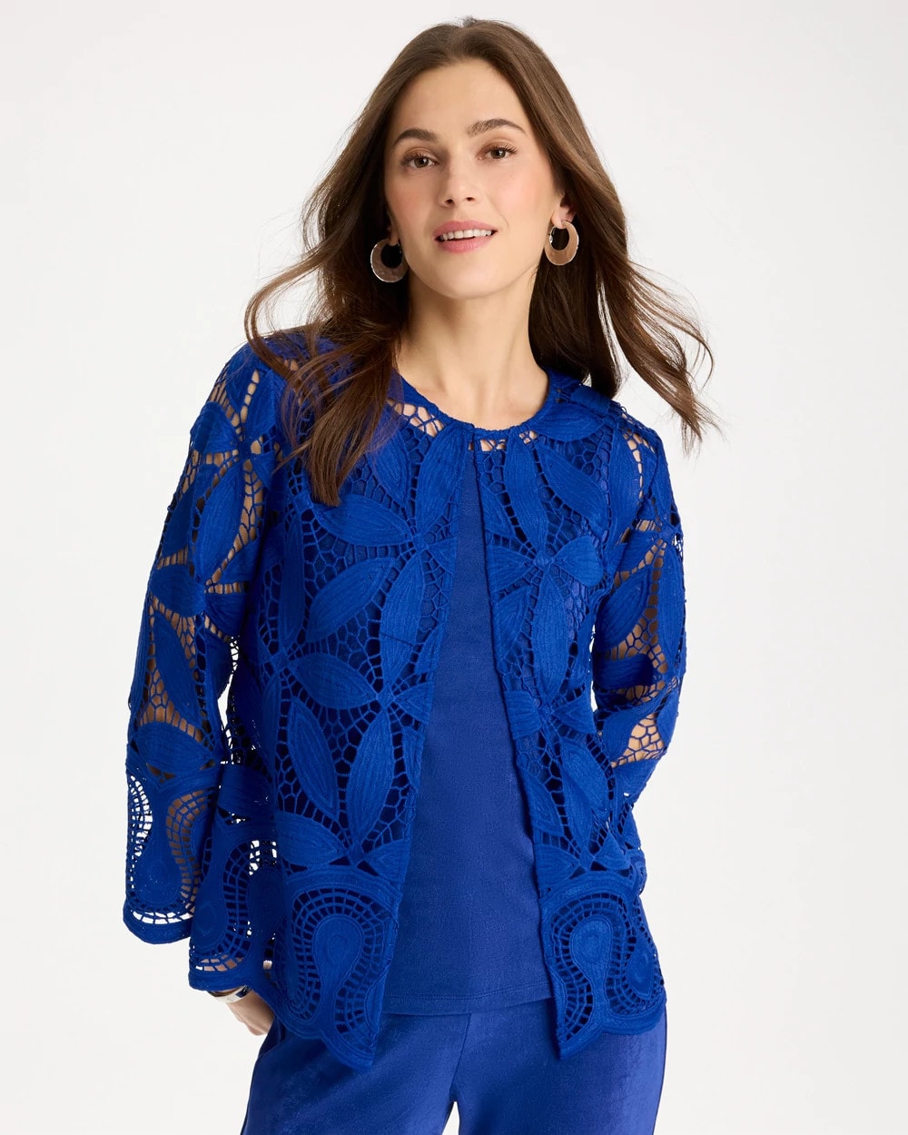 Chico's | Travelers™ Collection Macramé Lace Jacket/ Rich Cobalt