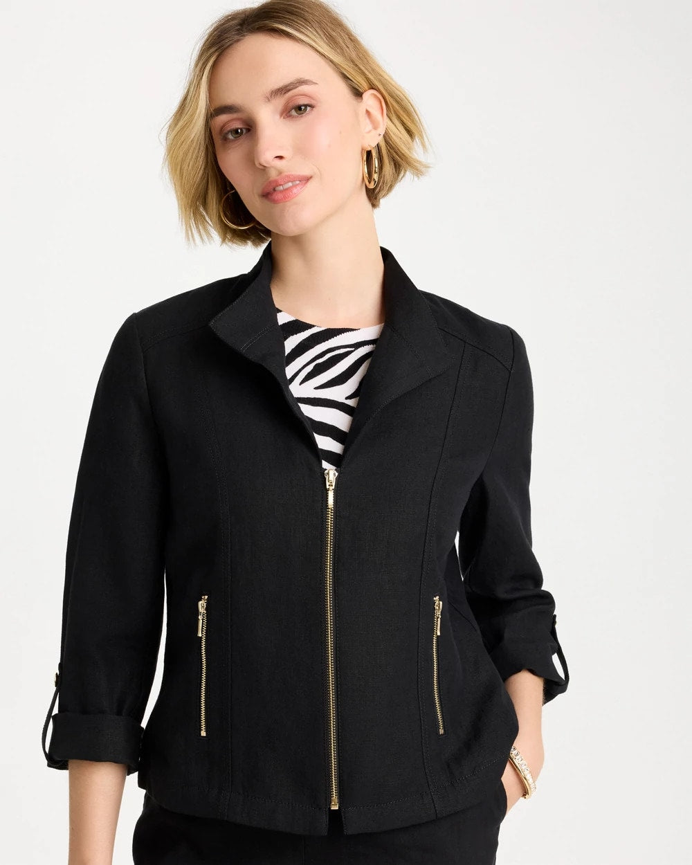 Chico's | Linen Moto Jacket/ Black