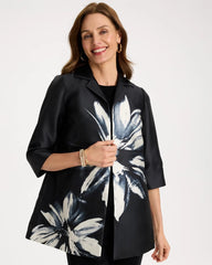 Chico's | Travelers™ Collection Floral Long Jacket/ Travelers Black