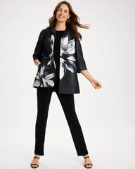 Chico's | Travelers™ Collection Floral Long Jacket/ Travelers Black