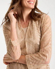 Chico's | Travelers™ Sheer Embroidered Cardigan/ New Sonora Sand
