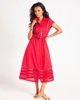Chico's | Lace Trim Midi Shirtdress/ Cherry Lush