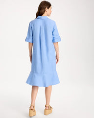 Chico's | Linen Flounce Dress/ Blue Veil