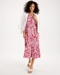 Chico's | Printed Midi Shirt Dress/ Cherry Lush