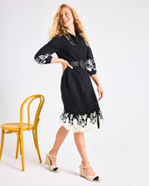 Chico's | Cotton Lace Trim Shirtdress/ Black