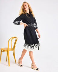 Chico's | Cotton Lace Trim Shirtdress/ Black