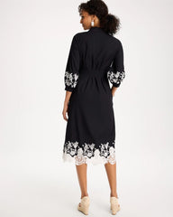 Chico's | Cotton Lace Trim Shirtdress/ Black