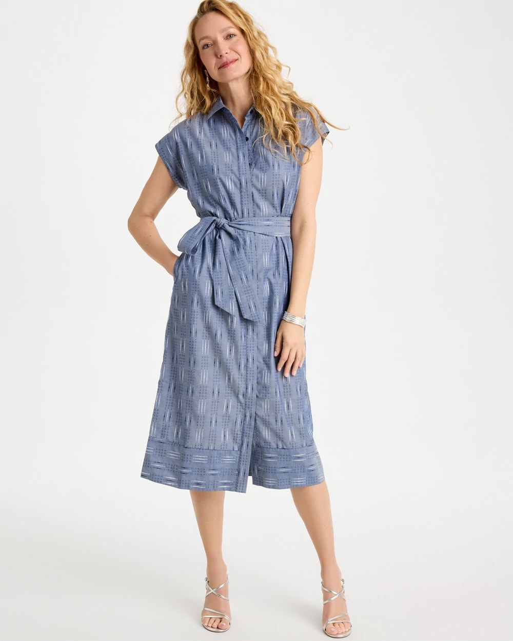 Chico's | Clip Jacquard Denim Shirtdress/ Blue