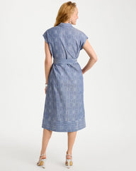 Chico's | Clip Jacquard Denim Shirtdress/ Blue