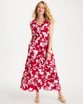 Chico's | Smocked Floral Maxi Dress/ Cherry Lush