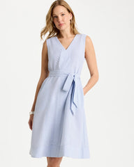 Chico's | Seersucker V-Neck Sleeveless Dress/ Light Blue