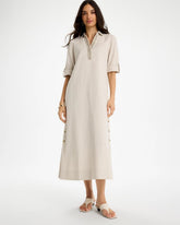 Chico's | Embellished Linen Dress/ River Rock