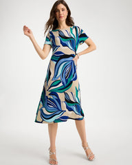 Chico's | Travelers™ Marble Flora Swing Dress/ Rich Cobalt