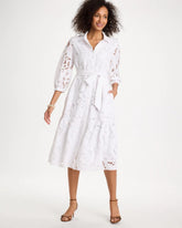Chico's | Lace Cutout Belted Shirtdress/ Alabaster