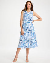Chico's | Soft-Stretch Sleeveless Tropical Dress/ Passport Blue