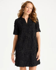 Chico's | 3D Floral Dress/ Black