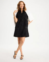 Chico's | 3D Floral Dress/ Black
