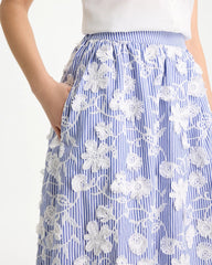 Chico's | Cotton Embroidered Floral Skirt/ Alabaster